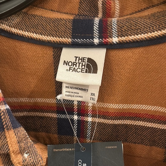 The North Face Tan and Navy Plaid Shirt - Picture 2 of 8